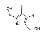 [5-(hydroxymethyl)-3,4-diiodo-1H-pyrrol-2-yl]methanol结构式