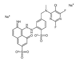 6-amino-5-[[5-[[(5-chloro-2,6-difluoro-4-pyrimidinyl)methylamino]methyl]-2-sulphophenyl]azo]-4-hydroxynaphthalene-2-sulphonic acid, sodium salt Structure
