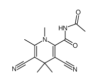 3,5-Dicyano-1,4,4,6-tetramethyl-1,4-dihydro-pyridine-2-carboxylic acid acetyl-amide结构式