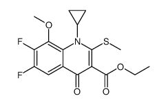 3-Quinolinecarboxylic acid, 1-cyclopropyl-6,7-difluoro-1,4-dihydro-8-methoxy-2-(methylthio)-4-oxo-, ethyl ester Structure