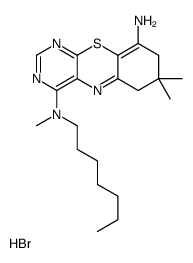 4-N-heptyl-4-N,7,7-trimethyl-6,8-dihydropyrimido[4,5-b][1,4]benzothiazine-4,9-diamine,hydrobromide Structure