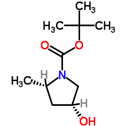 (2s,4r)-4-羟基-2-甲基吡咯烷-1-羧酸叔丁酯结构式