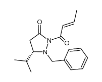 (S)-1-benzyl-2-[(E)-2-butenoyl]-5-isopropyl-pyrazolidin-3-one Structure