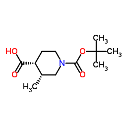顺式-1-[(叔丁氧基)羰基]-3-甲基哌啶-4-羧酸结构式