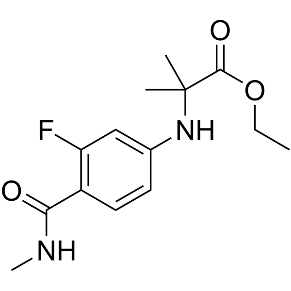 N-[3-Fluoro-4-[(methylamino)carbonyl]phenyl]-2-methyl-alanine ethyl ester Structure