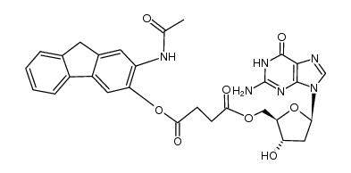 2-acetamido-9H-fluoren-3-yl (((2R,3S,5R)-5-(2-amino-6-oxo-1H-purin-9(6H)-yl)-3-hydroxytetrahydrofuran-2-yl)methyl) succinate Structure