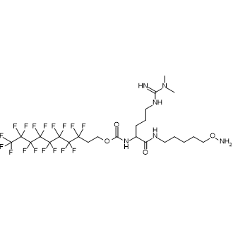 3,3,4,4,5,5,6,6,7,7,8,8,9,9,10,10,10-Heptadecafluorodecyl (1-((5-(aminooxy)pentyl)amino)-5-(3,3-dimethylguanidino)-1-oxopentan-2-yl)carbamate structure