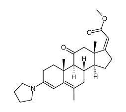 6-methyl-11-oxo-3-pyrrolidino-pregna-3,5,17(20)c-trien-21-oic acid methyl ester Structure