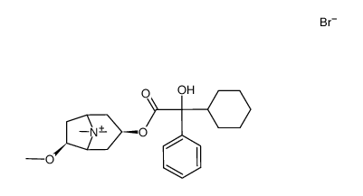 (+-)-(1Ξ)-3exo-(cyclohexyl-hydroxy-phenyl-acetoxy)-6exo-methoxy-8,8-dimethyl-nortropanium, bromide Structure