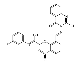 2-[2-[(2,4-dioxo-1H-quinazolin-3-yl)iminomethyl]-6-nitrophenoxy]-N-(3-fluorophenyl)acetamide Structure