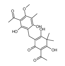 2-Acetyl-6-[(3-acetyl-2,6-dihydroxy-4-methoxy-5-methylphenyl)methyl]-3,5-dihydroxy-4,4-dimethyl-2,5-cyclohexadien-1-one结构式