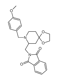 2-[{8-(4-methoxybenzyl)-1,4-dioxa-8-azaspiro[4.5]dec-7-yl}methyl]isoindole-1,3-dione结构式