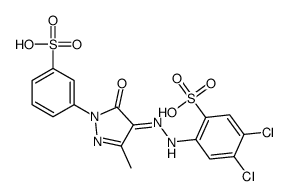 4,5-dichloro-2-[(2E)-2-[3-methyl-5-oxo-1-(3-sulfophenyl)pyrazol-4-ylidene]hydrazinyl]benzenesulfonic acid结构式