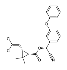 alpha-cyano-3-phenoxybenzyl [1R-[1alpha(S*),3beta]]-3-(2,2-dichlorovinyl)-2,2-dimethylcyclopropanecarboxylate结构式