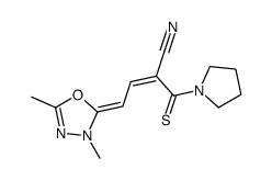 1-[2-cyano-4-(3,5-dimethyl-1,3,4-oxadiazol-2(3H)-ylidene)-1-thioxobut-2-enyl]pyrrolidine结构式
