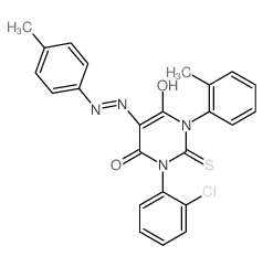 4,6(1H,5H)-Pyrimidinedione,1-(2-chlorophenyl)dihydro-3-(2-methylphenyl)-5-[2-(4-methylphenyl)diazenyl]-2-thioxo-结构式