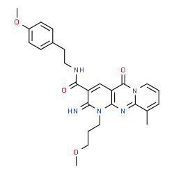 2-imino-N-[2-(4-methoxyphenyl)ethyl]-1-(3-methoxypropyl)-10-methyl-5-oxo-1,5-dihydro-2H-dipyrido[1,2-a:2,3-d]pyrimidine-3-carboxamide结构式