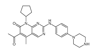 6-Acetyl-8-cyclopentyl-5-methyl-2-(4-piperazin-1-yl-phenylamino)-8H-pyrido[2,3-d]pyrimidin-7-one结构式