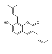 7-hydroxy-3,8-bis(3-methylbut-2-en-1-yl)-2H-chromen-2-one结构式