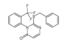 2-benzylsulfanyl-3-[2-(trifluoromethyl)phenyl]pyrimidin-4-one结构式