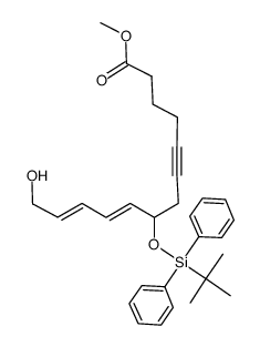 (9E,11E)-8-(tert-Butyl-diphenyl-silanyloxy)-13-hydroxy-trideca-9,11-dien-5-ynoic acid methyl ester结构式