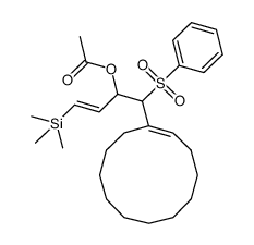 (E)-1-((E)-cyclododec-1-en-1-yl)-1-(phenylsulfonyl)-4-(trimethylsilyl)but-3-en-2-yl acetate结构式