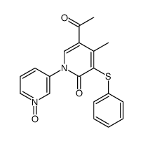 5-acetyl-4-methyl-1-(1-oxidopyridin-1-ium-3-yl)-3-phenylsulfanylpyridin-2-one结构式