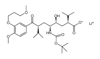 lithium (2S,4S,5S,7S)-5-((tert-butoxycarbonyl)amino)-4-hydroxy-2-isopropyl-7-(4-methoxy-3-(3-methoxypropoxy)benzoyl)-8-methylnonanoate结构式