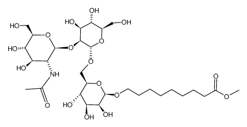 8-methoxycarbonyloctyl 6-O-(2-O-(2-acetamido-2-deoxyglucopyranosyl)mannopyranosyl)mannopyranoside structure