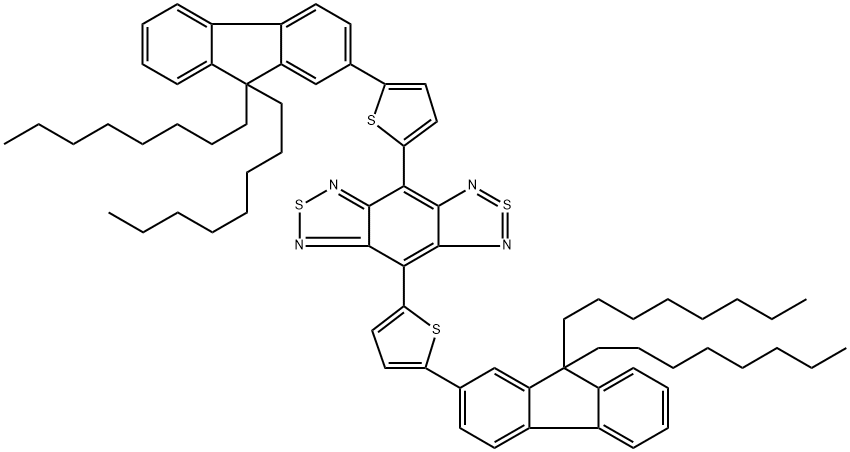 4,8-Bis(5-(9,9-Dioctylfluoren-2-yl)-2-thiophene)benzo[1,2-c:4,5-c']bis([1,2,5]thiadiazole)结构式