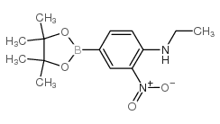 N-乙基-2-硝基-4-(4,4,5,5-四甲基-1,3,2-二氧硼杂环戊烷-2-基)苯胺结构式