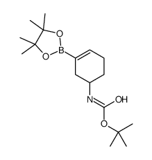 (3-硼酸频哪醇酯基环己-3-烯-1-基)氨基甲酸叔丁酯结构式