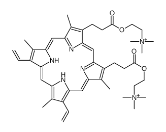 2-[3-[7,12-bis(ethenyl)-3,8,13,17-tetramethyl-18-[3-oxo-3-[2-(trimethylazaniumyl)ethoxy]propyl]-22,23-dihydroporphyrin-2-yl]propanoyloxy]ethyl-trimethylazanium结构式