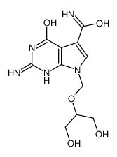 2-amino-7-(1,3-dihydroxypropan-2-yloxymethyl)-4-oxo-1H-pyrrolo[2,3-d]pyrimidine-5-carboxamide结构式