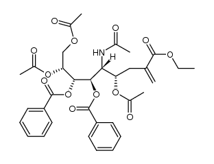 (2R,3S,4R,5R,6S)-5-acetamido-3,4-bis(benzoyloxy)-8-(ethoxycarbonyl)non-8-ene-1,2,6-triyl triacetate Structure