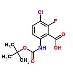3-Chloro-2-fluoro-6-({[(2-methyl-2-propanyl)oxy]carbonyl}amino)benzoic acid结构式