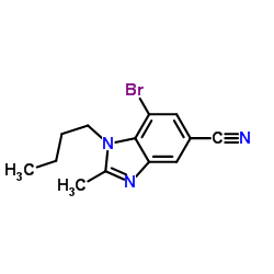 7-Bromo-1-butyl-2-methyl-1H-benzimidazole-5-carbonitrile结构式