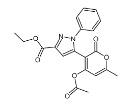 5-(4-acetoxy-6-methyl-2-pyron-3-yl)-3-ethoxycarbonyl-1-phenylpyrazole Structure