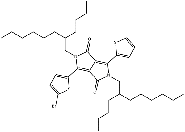 3-(5-溴噻吩基)-2,5-双(2-丁基辛基)-6-(噻吩基)吡咯并[3,4-c]吡咯-1,4(2H,5H)-二酮结构式