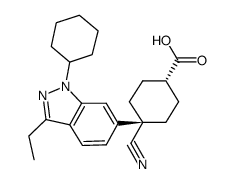 cis-4-cyano-4-(1-cyclohexyl-3-ethyl-1H-indazol-6-yl)-cyclohexanecarboxylic acid Structure