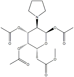 Glucopyranose, 2-deoxy-2-(1-pyrrolidinyl)-, 1,3,4,6-tetraacetate, alph a-D-结构式