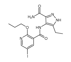 N-[3-(Aminocarbonyl)-5-ethyl-1H-pyrazol-4-yl]-5-iodo-2-propoxy-nicotinamide Structure