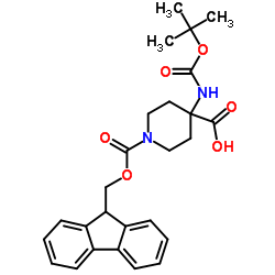 4-(Boc-amino)-1-Fmoc-piperdine-4-carboxylic acid structure