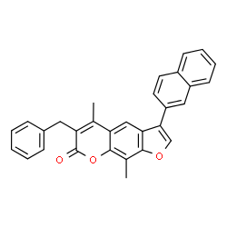 6-benzyl-5,9-dimethyl-3-naphthalen-2-ylfuro[3,2-g]chromen-7-one结构式