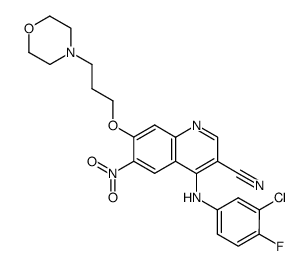 4-(3-Chloro-4-fluoro-phenylamino)-7-(3-morpholin-4-yl-propoxy)-6-nitro-quinoline-3-carbonitrile结构式