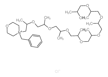 Morpholinium,4-(23-hydroxy-2,5,8,11,14,17,20-heptamethyl-3,6,9,12,15,18,21-heptaoxatetracos-1-yl)-4-(phenylmethyl)-,chloride (1:1)结构式