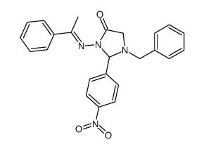 1-benzyl-2-(4-nitrophenyl)-3-[(E)-1-phenylethylideneamino]imidazolidin-4-one Structure