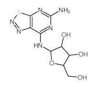 [1,2,3]Thiadiazolo[5,4-d]pyrimidine-5,7-diamine, N7-b-D-ribofuranosyl- (9CI) Structure