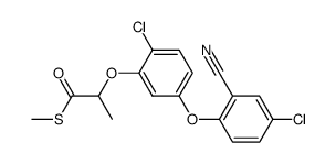 2-[2-Chloro-5-(4-chloro-2-cyano-phenoxy)-phenoxy]-thiopropionic acid S-methyl ester结构式