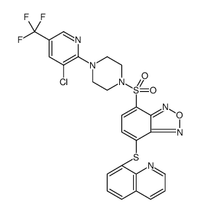 Quinoline, 8-[[7-[[4-[3-chloro-5-(trifluoromethyl)-2-pyridinyl]-1-piperazinyl]sulfonyl]-2,1,3-benzoxadiazol-4-yl]thio]结构式